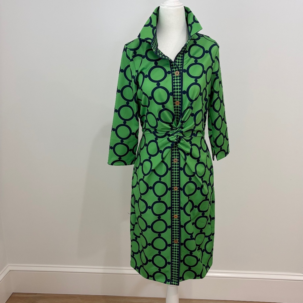 Gretchen Scott Blue/Green  Twist & Shout Dress Size Small